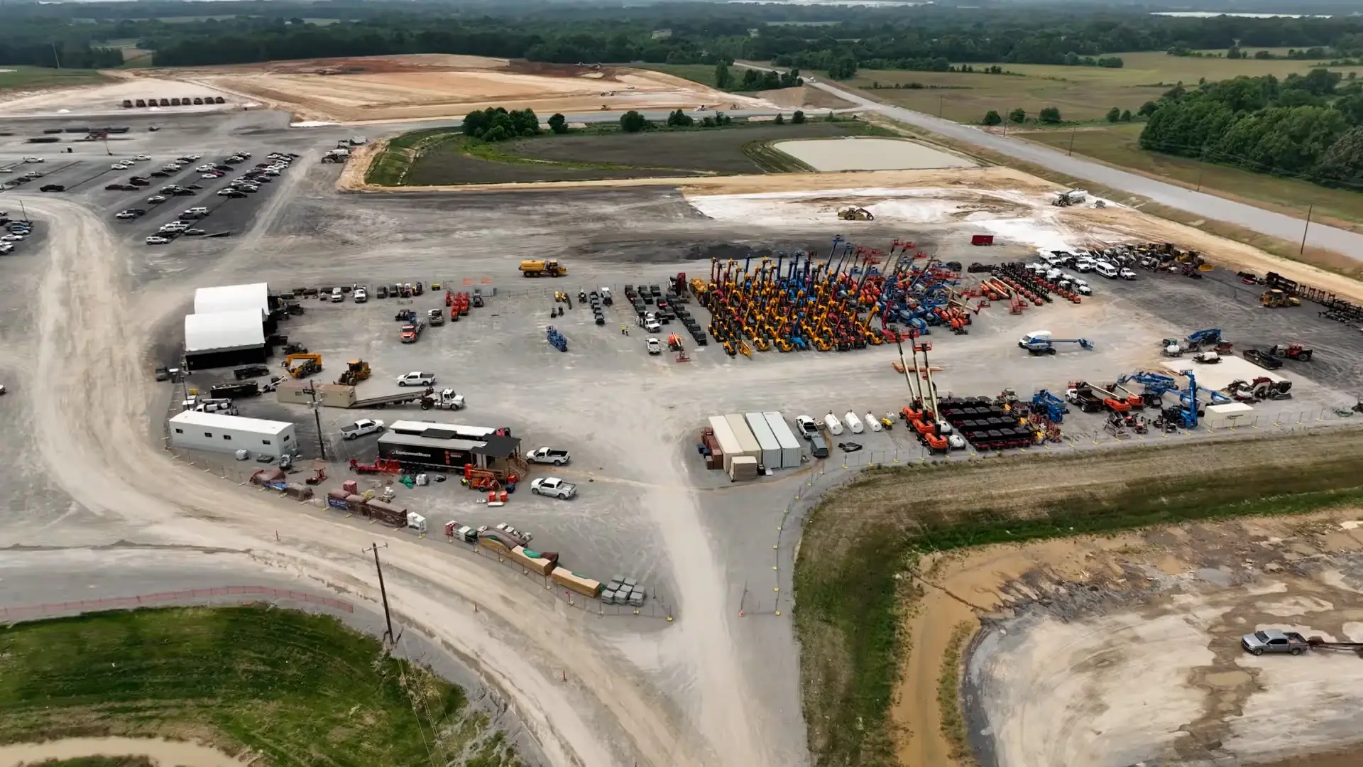 Heavy construction equipment at an industrial jobsite